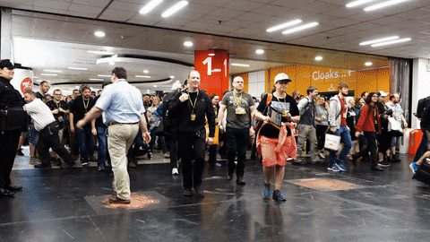 Excited Mob Rushing Store Sale GIF