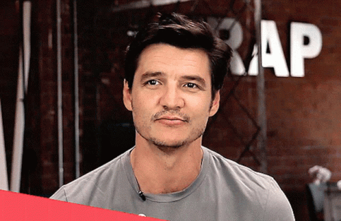 Excited Pedro Pascal Eating Sandwich GIF