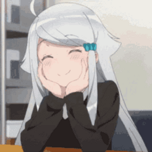 Excited Silver-haired Anime Girl Nayuta Kani GIF