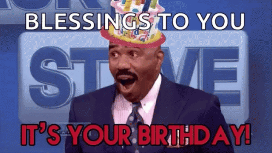Excited Steve Harvey Its Your Birthday Blessings GIF