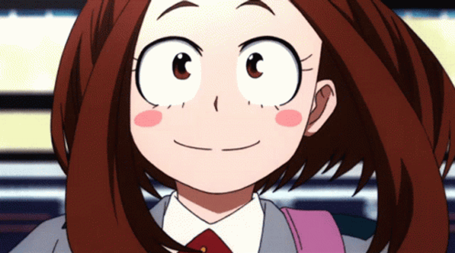 Excited Uraraka Running GIF