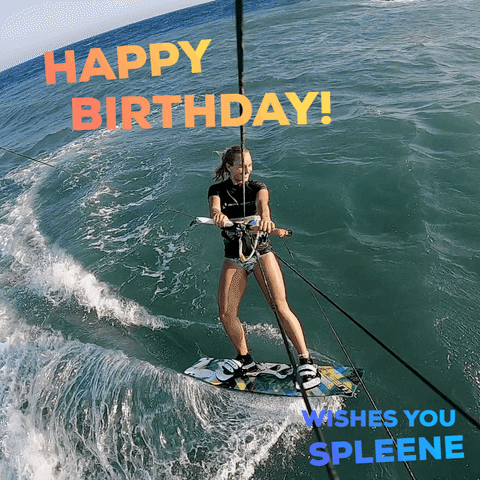 Exciting Beach Birthday Kiteboarding Action GIF