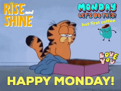 Exhausted Garfield Animated Happy Monday GIF