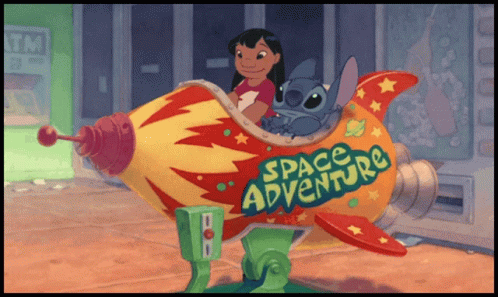 Experiment 626 Stitch And Lilo Riding Space Shuttle GIF
