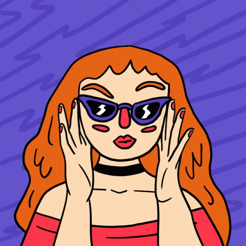 Expressive Art Girl Sunglasses Winking GIF