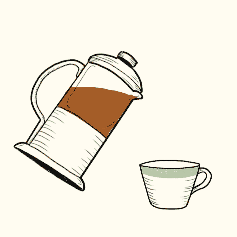 Expressive Cartoon Art Pouring Coffee GIF