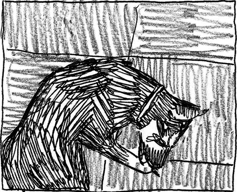 Expressive Dog Chasing Tail Drawing GIF