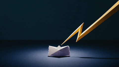 Expressive Yellow Lightning Boat Strike GIF