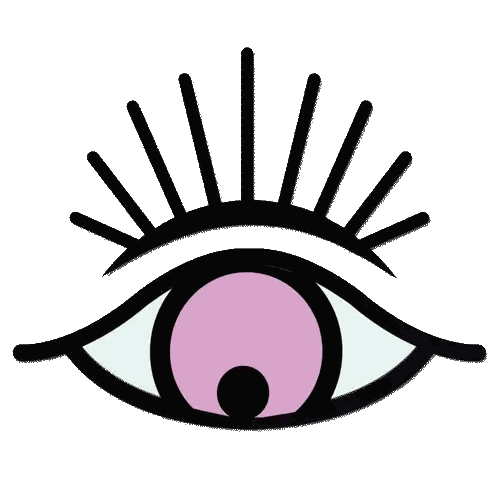 Eye with Pink Pupil and Black Eyelashes