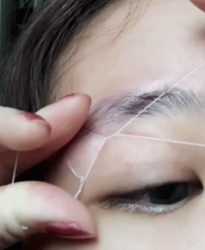 Eyebrow Threading Trimming Process GIF