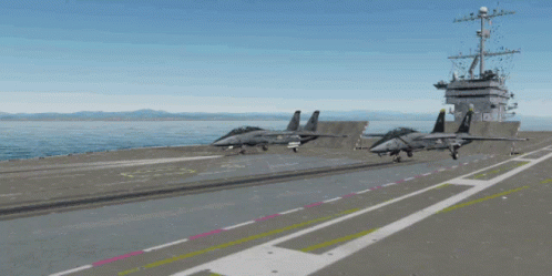 F14 Jet Planes Carrier Deck Video Game GIF