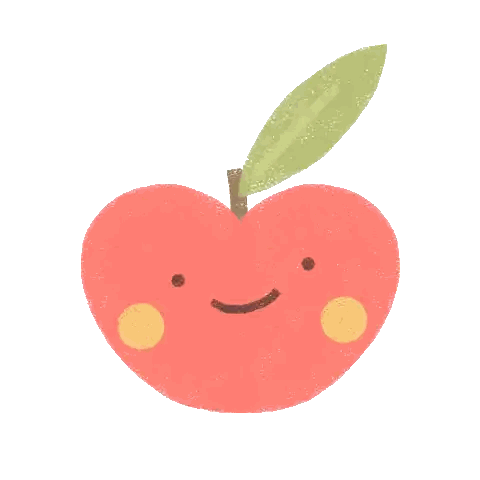 Face Apple With Green Leaf