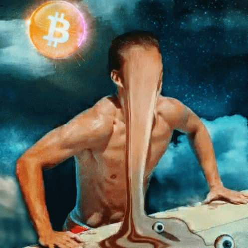 Face Melt With Shining Bitcoin GIF