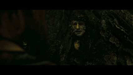 Face Surrounded By Plants In Dark Room GIF