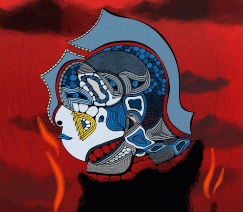 Face With Blue Helmet
