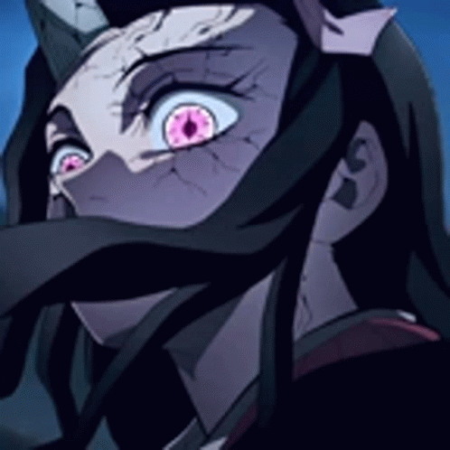 Face With Pink Eyes and Black Mask