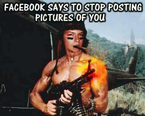 Facebook Stop Posting Picture Rambo Machine Gun GIF