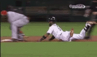 Saving Baseball Landing Faceplant On Butt GIF