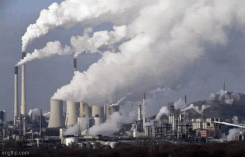 Factory Chimneys Smoking GIF