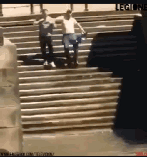 Fail Guy Slipped Falling Down Stairs GIF