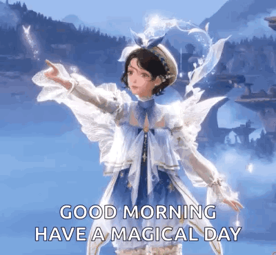 Fairy Girl Holding Wand Saying Good Morning GIF