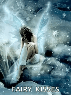Fairy On Rock In Snow With Fairy Kisses GIF