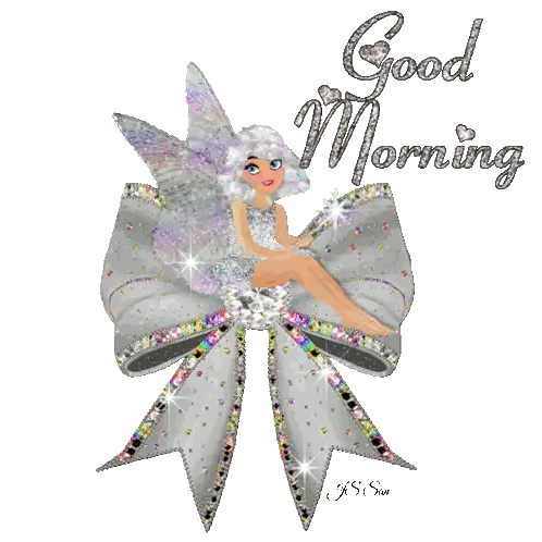 Fairy Sitting on Bow Saying Good Morning