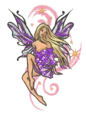 Fairy with Purple Wings and Swirl Background