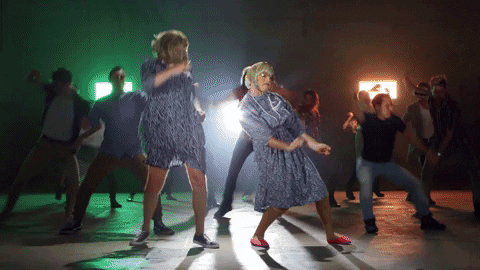 Fake Old Lady Dancing In Dance Floor GIF