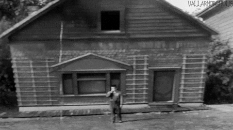 Fallen House On Man Exploding GIF