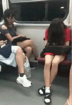 Falling Asleep Lady On Train GIF