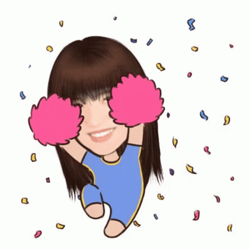 Falling Confetti Girl Cheering GIF