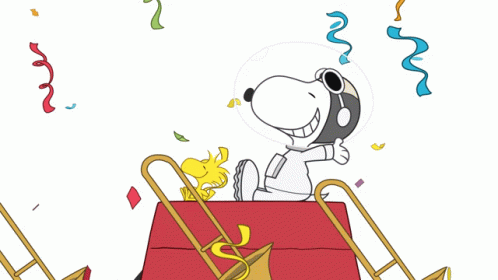 Falling Confetti Snoopy Parade GIF