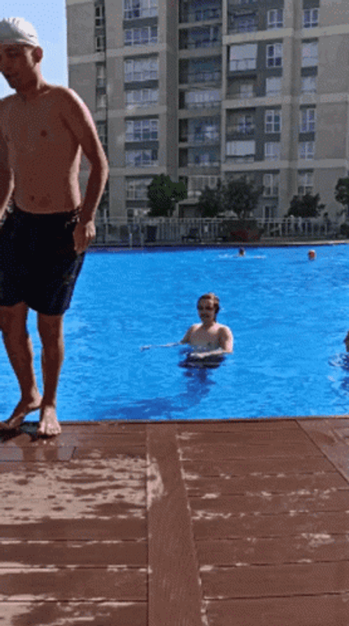 Falling In The Pool Backflip  GIF