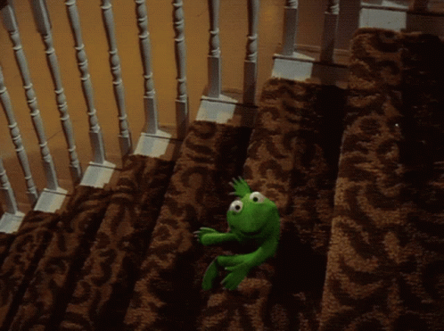 Falling On Stairs Kermit The Frog Muppets GIF