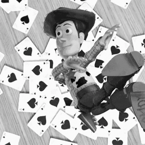 Falling Woody Greyscale GIF