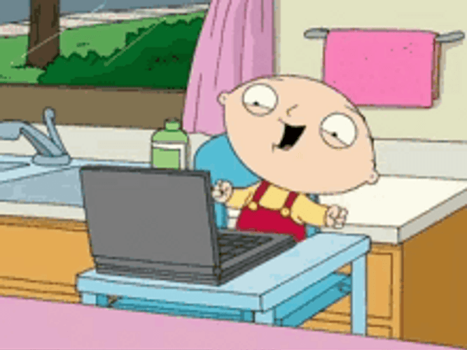 Family Guy Happy Stewie Wheres My Money Laptop GIF