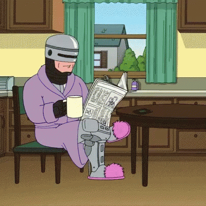 Family Guy Robocop Reading Newspaper GIF
