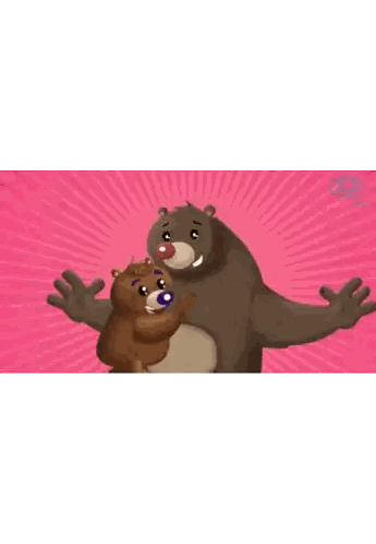 Family Hugging Brown Bear