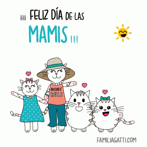 Family Of Cats Feliz Dia De Las Mamis GIF