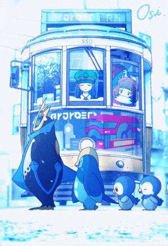 Family Of Piplup Crossing The Street GIF