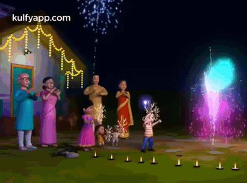 Family Watching Fireworks Kulfyapp.com GIF