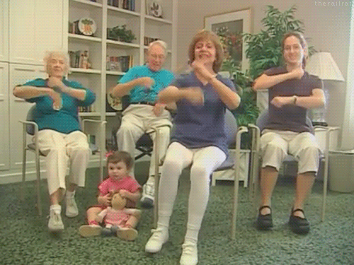 Family Work Out Of 3 Generations GIF