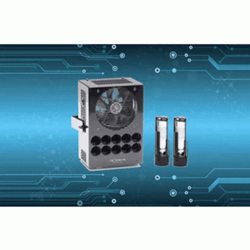 Fan And Two Batteries Blue And White GIF