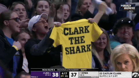 Fan Displaying Caitlin Clark Jersey GIF