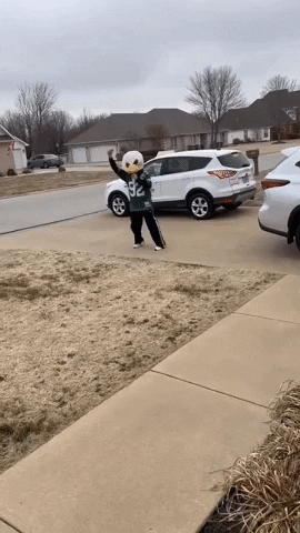 Fan On An Eagles Mascot Running GIF