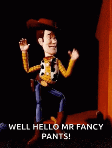 Woody Says Hello To Mister Fancy Pants GIF