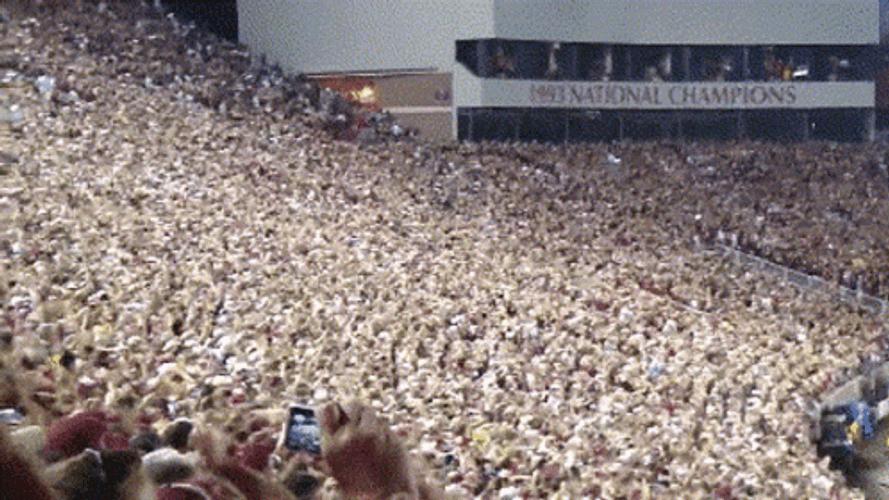 Fans Cheering Tomahawk Chop Campbell Stadium GIF