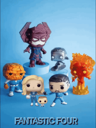 Fantastic Four Poster With Funko Pop Figures GIF