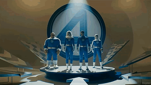 Fantastic Four Standing on Stage in Front of Number 4